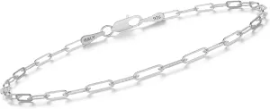925 Sterling Silver Paperclip Chain Bracelet 3/4/5mm Silver Bracelet for Women Men Silver Bracelet 6.5-9 Inches