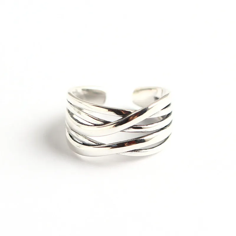 925 Sterling Silver Versatile Women Circle Silver Distressing Rings