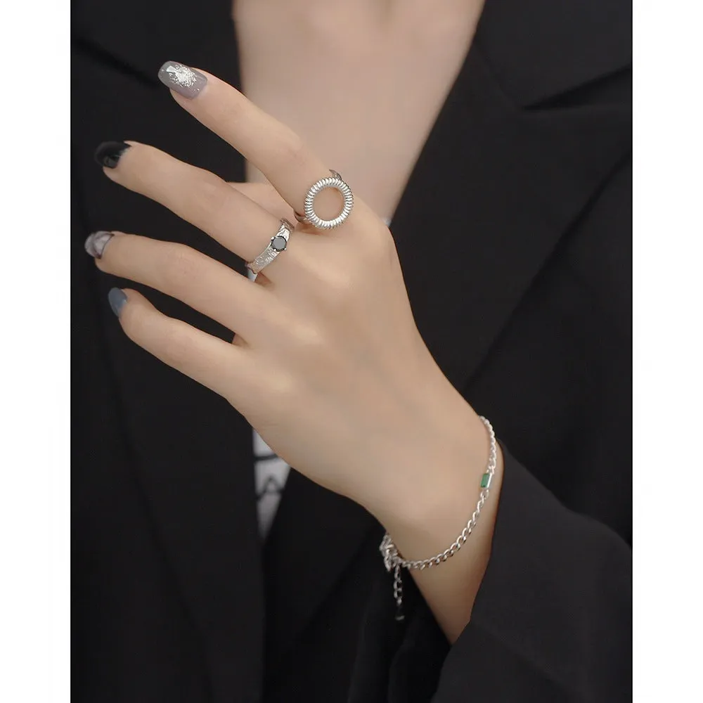 925 Sterling Silver Versatile Women Round Geometric Silver Polishing Rings