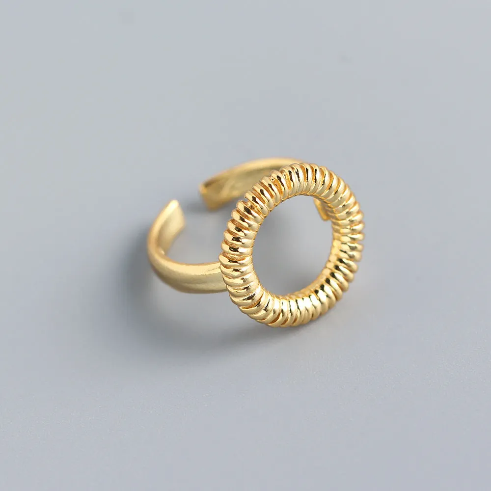 925 Sterling Silver Versatile Women Round Geometric Silver Polishing Rings