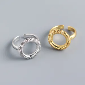 925 Sterling Silver Versatile Women Round Geometric Silver Polishing Rings
