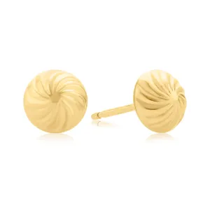9ct Yellow Gold Swirl Ball  Stud Earrings
