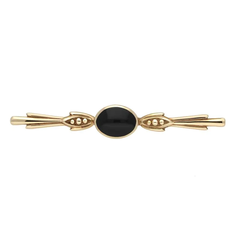 9ct Yellow Gold Whitby Jet Oval Bar Brooch
