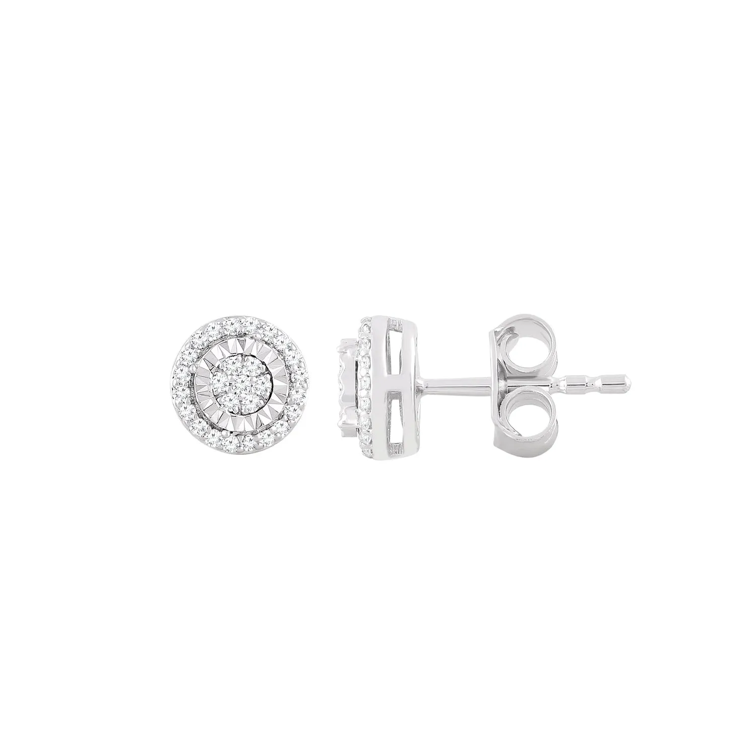 9K White Gold Tdw. 0.10ct Diamond Stud Earring - 20695880
