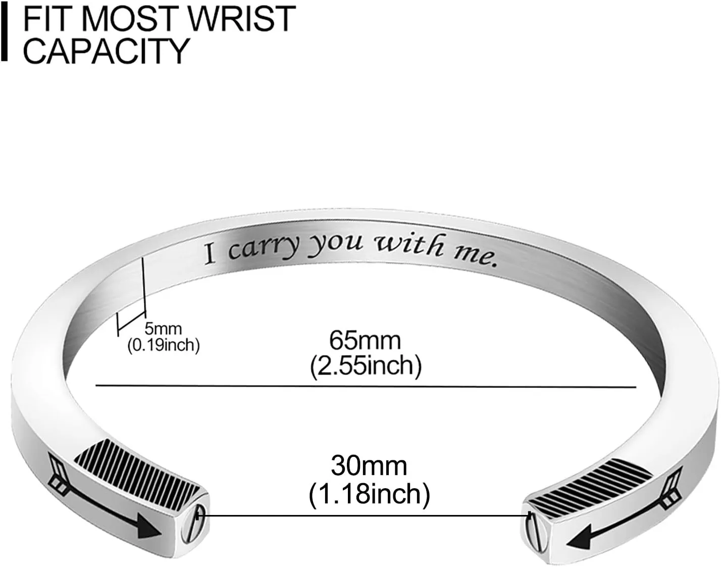 abooxiu Urn Bracelet for Ashes for Women Men Mantra Cuff Bangle Memorial Cremation Jewelry Stainless Steel Keepsake - Customize Available