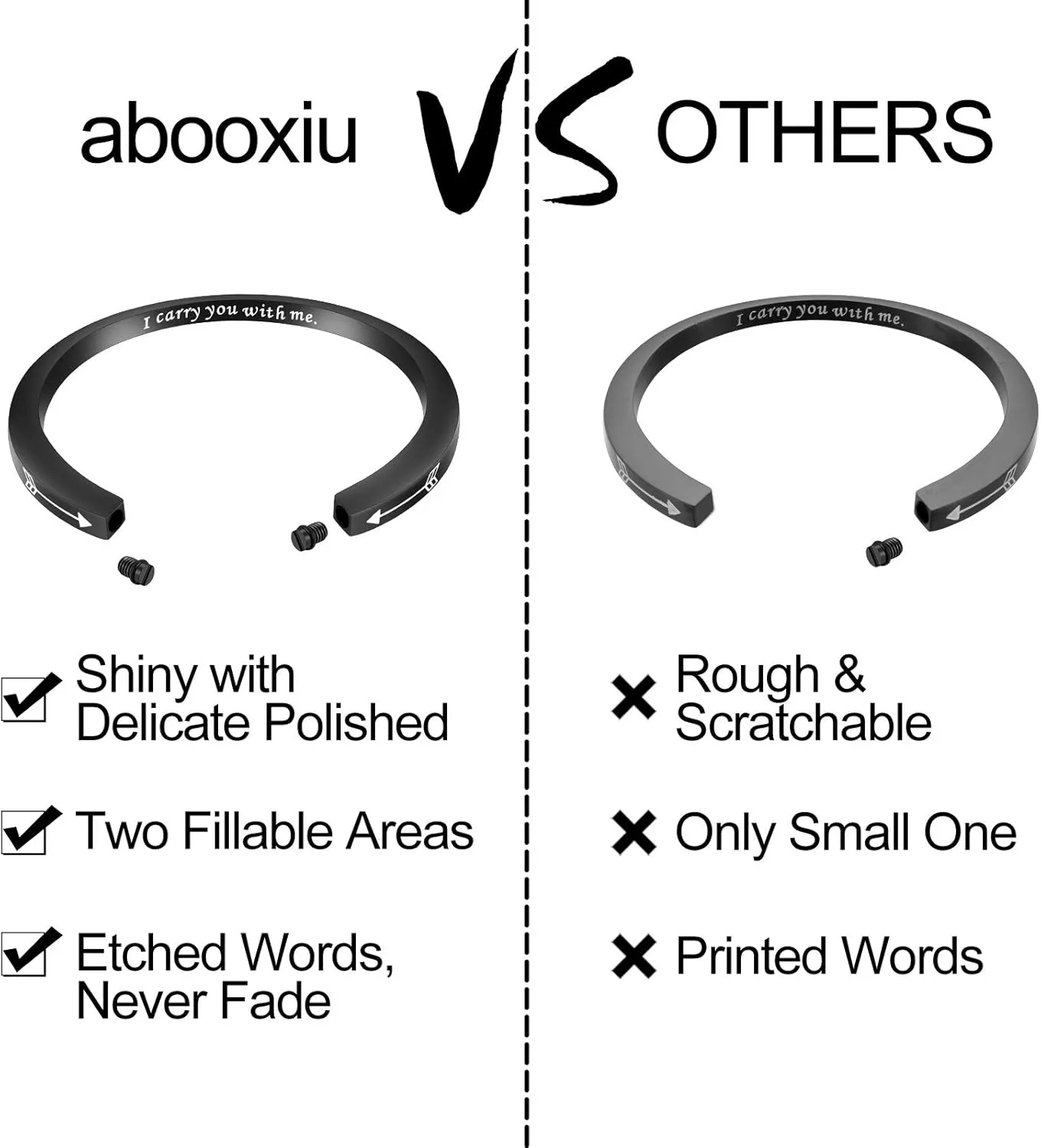 abooxiu Urn Bracelet for Ashes for Women Men Mantra Cuff Bangle Memorial Cremation Jewelry Stainless Steel Keepsake - Customize Available