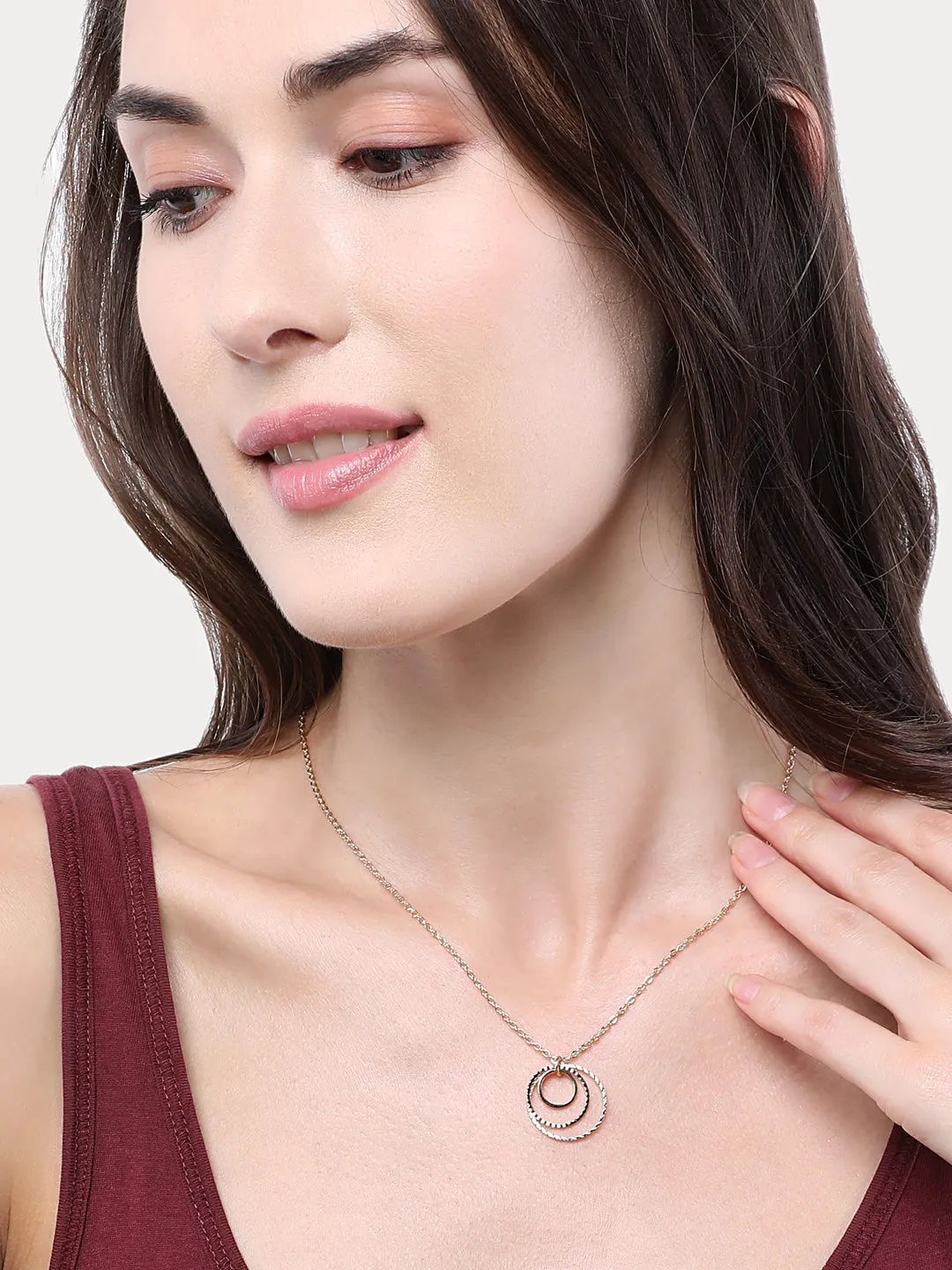 Accessorize London Women's Gold Circle In Circles Pendant Necklace