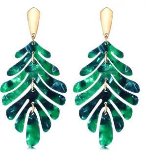 Acrylic Pendant necklace Earrings  Long Statement Leaf Charm Necklace Tortoise Resin Palm Leaf Earrings Fashion Necklaces Earrings for Women