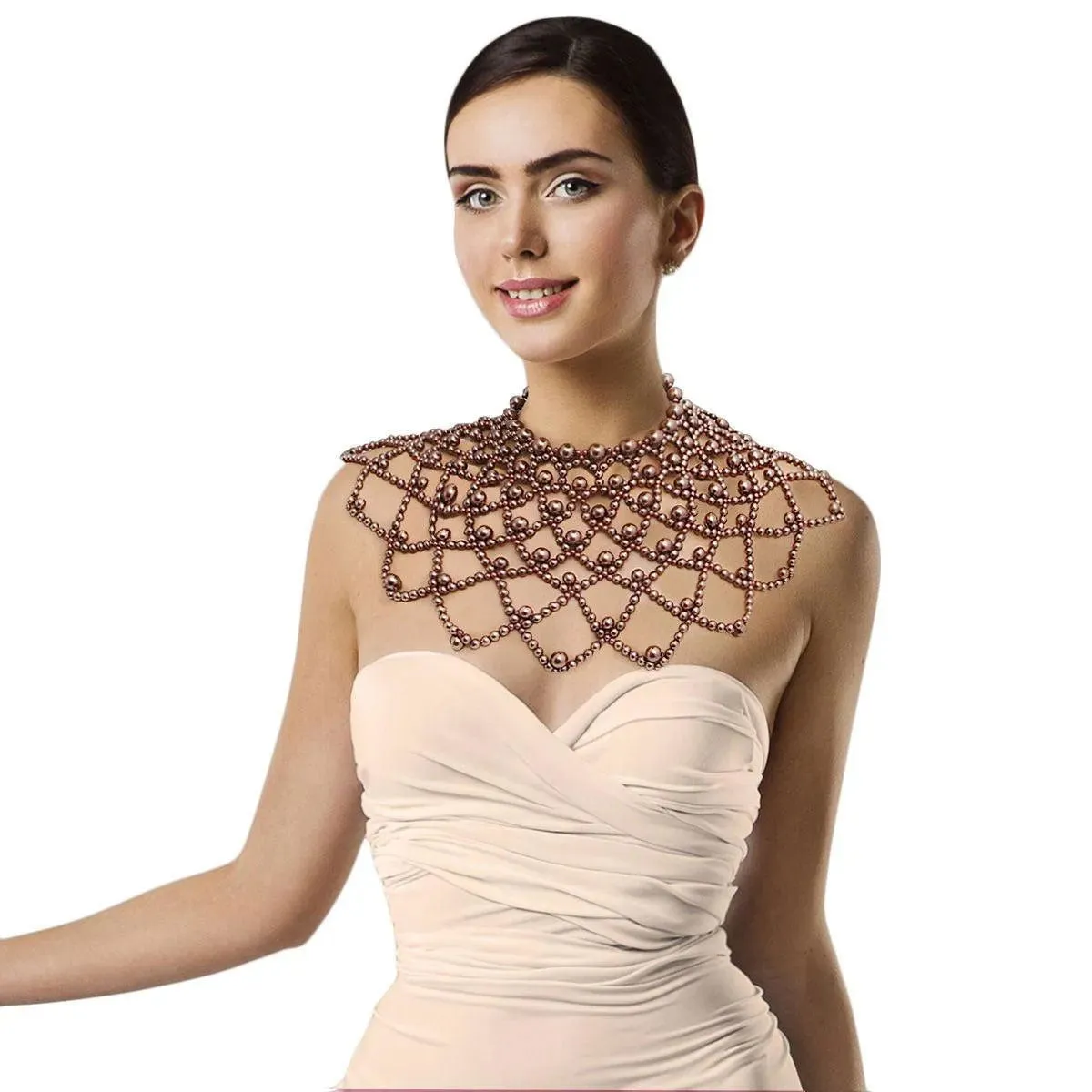 Add Glamour to Your Outfit: Brown Pearl Necklace Set: Shop Today!