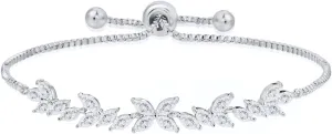 Adjustable Bridal Wedding Tennis Bracelets for Women, Marquise Teardrop Cubic Zirconia Jewelry Chain Bracelet for Party Prom