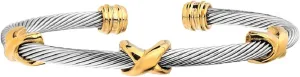 Adjustable Twist Stainless Steel Cable Wire 14K Gold Plated Endless Cycle Charm Bracelets Friendship Open Bangle Wrist Cuff for Women Men