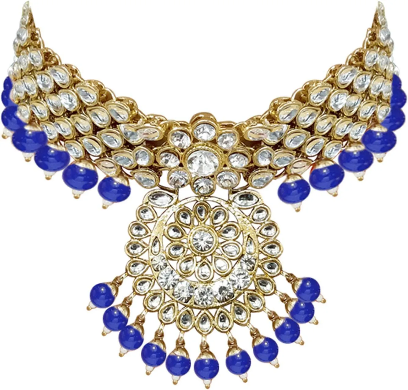 Aheli Elegant Wedding Party Wear Faux Kundan Studded Short Necklace Earrings with Maang Tikka Set Indian Ethnic Bollywood Fashion Jewelry Gift for Women