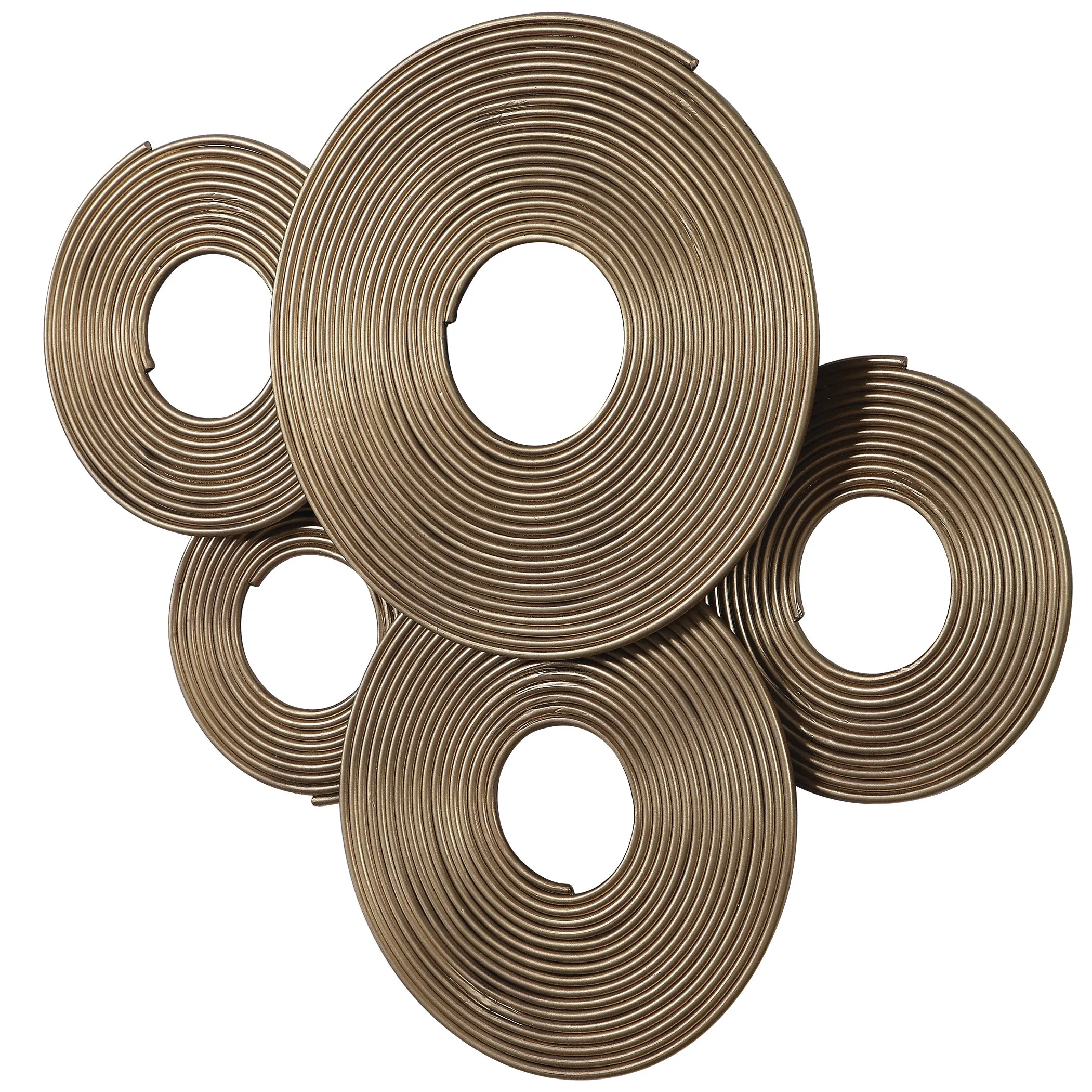 Ahmet Gold Rings Wall Decor - Elegant 3D Spiraled Iron Art for Stylish Home Décor, Versatile Design
