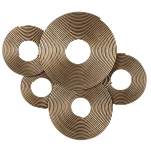 Ahmet Gold Rings Wall Decor - Elegant 3D Spiraled Iron Art for Stylish Home Décor, Versatile Design