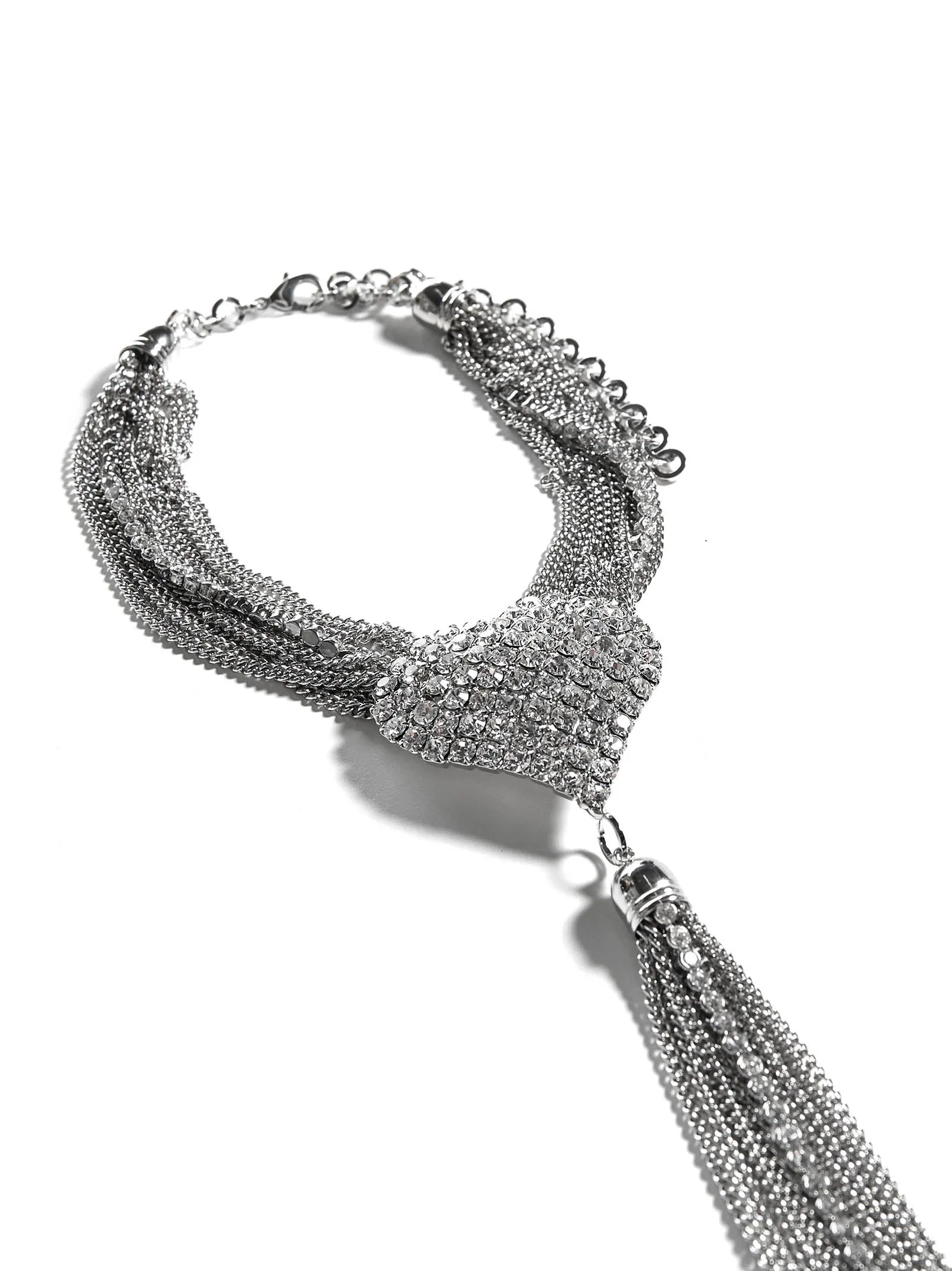 Alessandra Rich Crystal Heart Chain Chocker