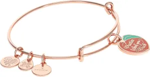 Alex and Ani Expandable Bangle for Women, Practice What You Peach Charm, Shiny Rose Gold Finish, 2 to 3.5 in, One Size (A21EBPEACHSR)