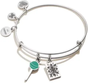 Alex and Ani Harry Potter Expandable Bangle for Women, Acid Pops Duo Charm, Shiny Silver Finish, 2 to 3.5 in