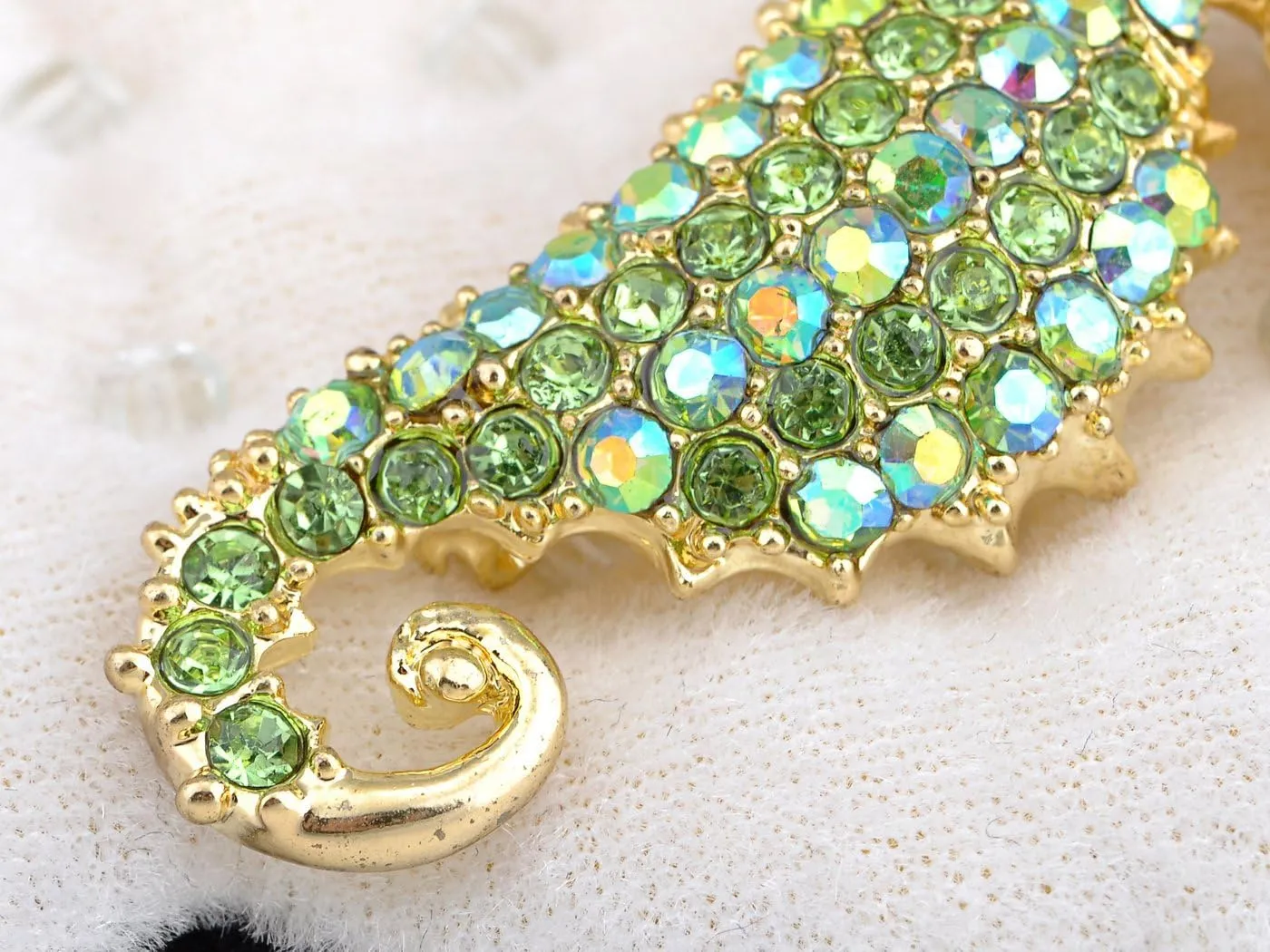 Alilang Aurora Borealis Crystal Rhinestone Seahorse Fish Convertible to Pendant Animal Brooch Pin