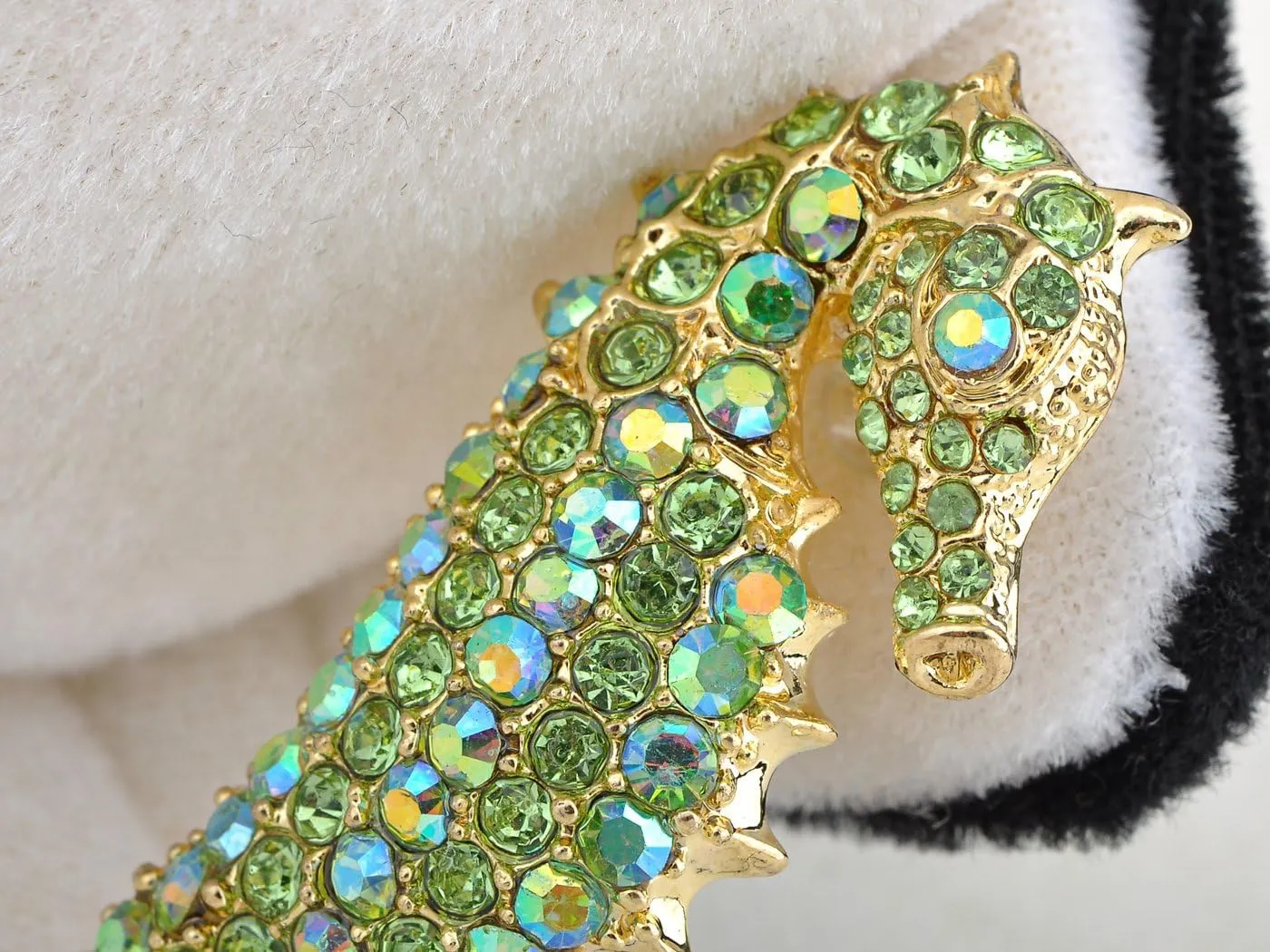 Alilang Aurora Borealis Crystal Rhinestone Seahorse Fish Convertible to Pendant Animal Brooch Pin
