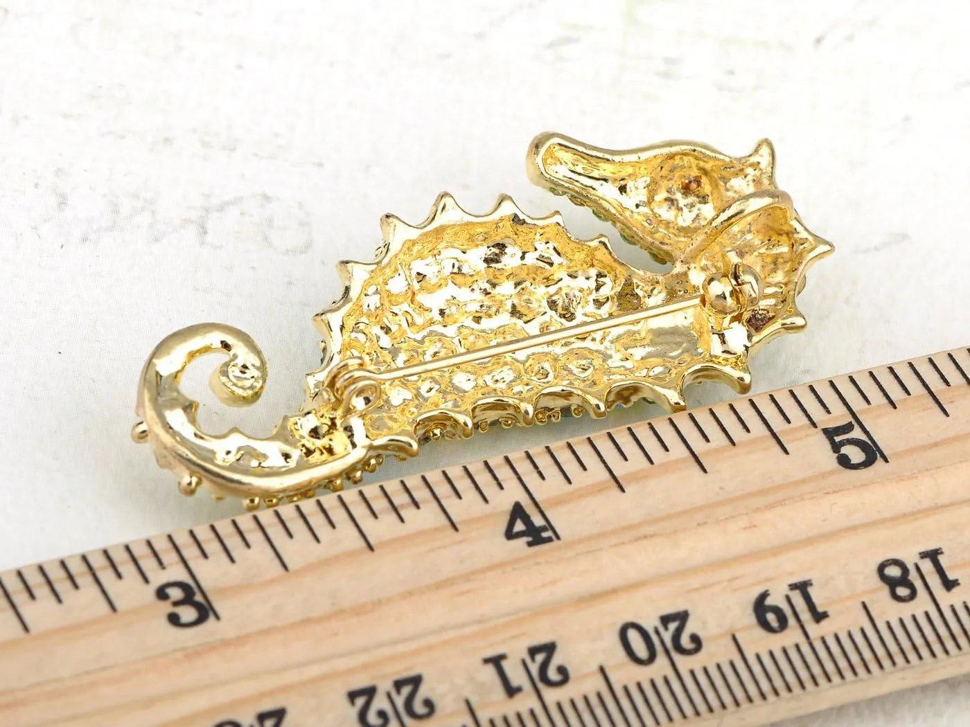 Alilang Aurora Borealis Crystal Rhinestone Seahorse Fish Convertible to Pendant Animal Brooch Pin