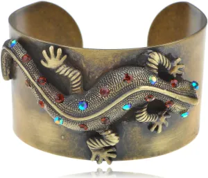Alilang Vintage Inspire Bronze Golden Tone Amber Metallic Blue Rhinestone Lizard Bracelet