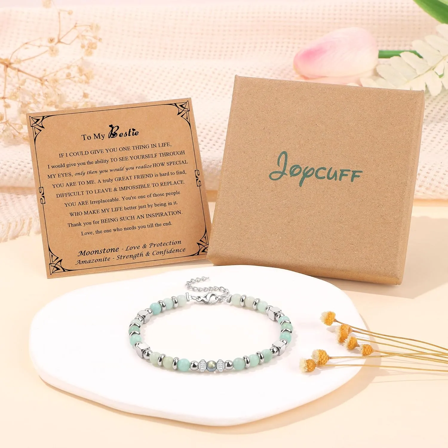      Amazonite Colorful Imperial Jasper Stainless Steel Beads Bracelets, Graduation Mothers Day Christmas Birthday Gifts for Her Women