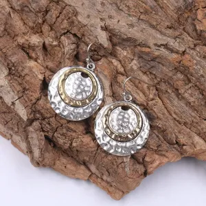 ANDPAI Handmade Unique Bohemian Tribal Hoop Spiral Earring Vintage Gold Silver Geometry Dangle Drop Earrings for Women (Silver)