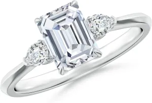 Angara 1.27 Ct Lab Grown Diamond Three Stone Ring for Women in Platinum (Color- F-G | Size- VS) | April Birthstone, Birthday, Engagement, Anniversary Jewelry Gift For Women