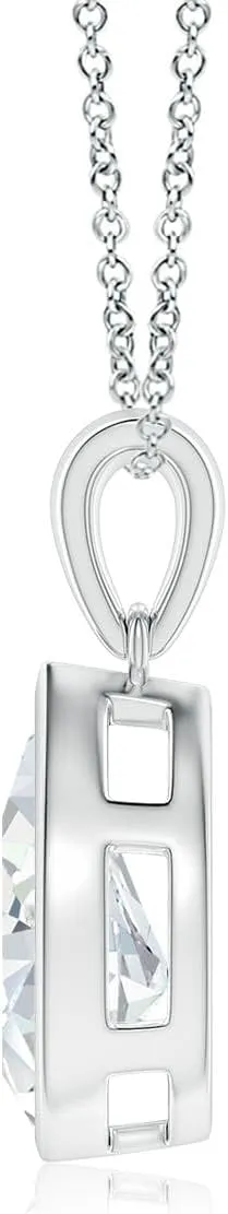 Angara Bezel-Set Pear Lab Grown Diamond Solitaire Pendant in 14K Solid Gold/Platinum | April Birthstone, Birthday, Engagement, Anniversary, Wedding Jewelry Gift for Women