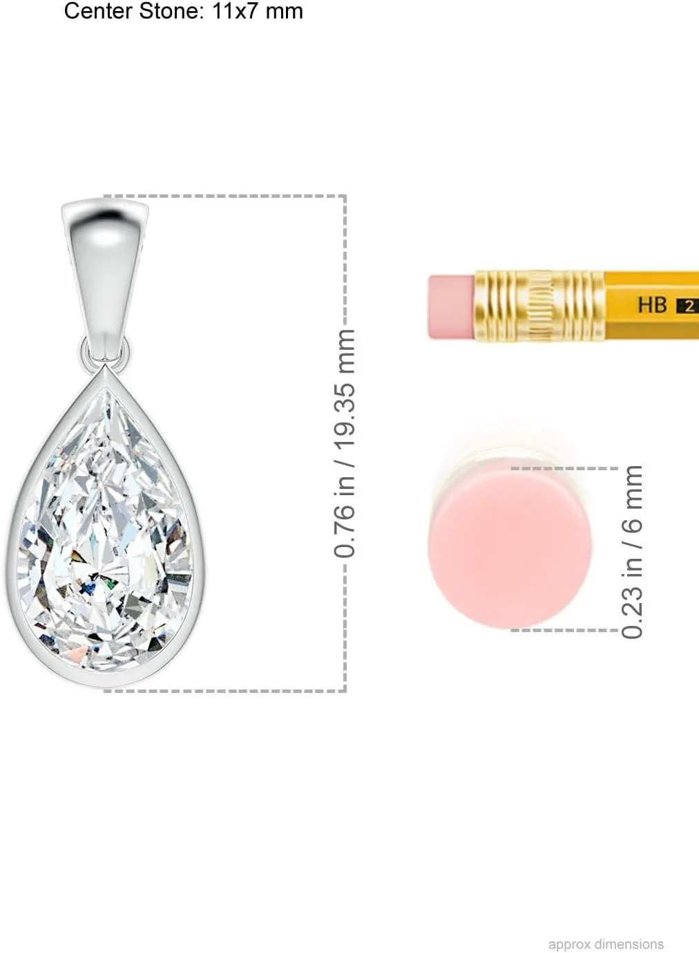 Angara Bezel-Set Pear Lab Grown Diamond Solitaire Pendant in 14K Solid Gold/Platinum | April Birthstone, Birthday, Engagement, Anniversary, Wedding Jewelry Gift for Women