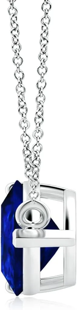 Angara East-West Pear-Shaped Lab Grown Blue Sapphire Solitaire Pendant in 14K Solid Gold/Platinum | September Birthstone, Birthday, Engagement, Anniversary, Wedding Jewelry Gift for Women