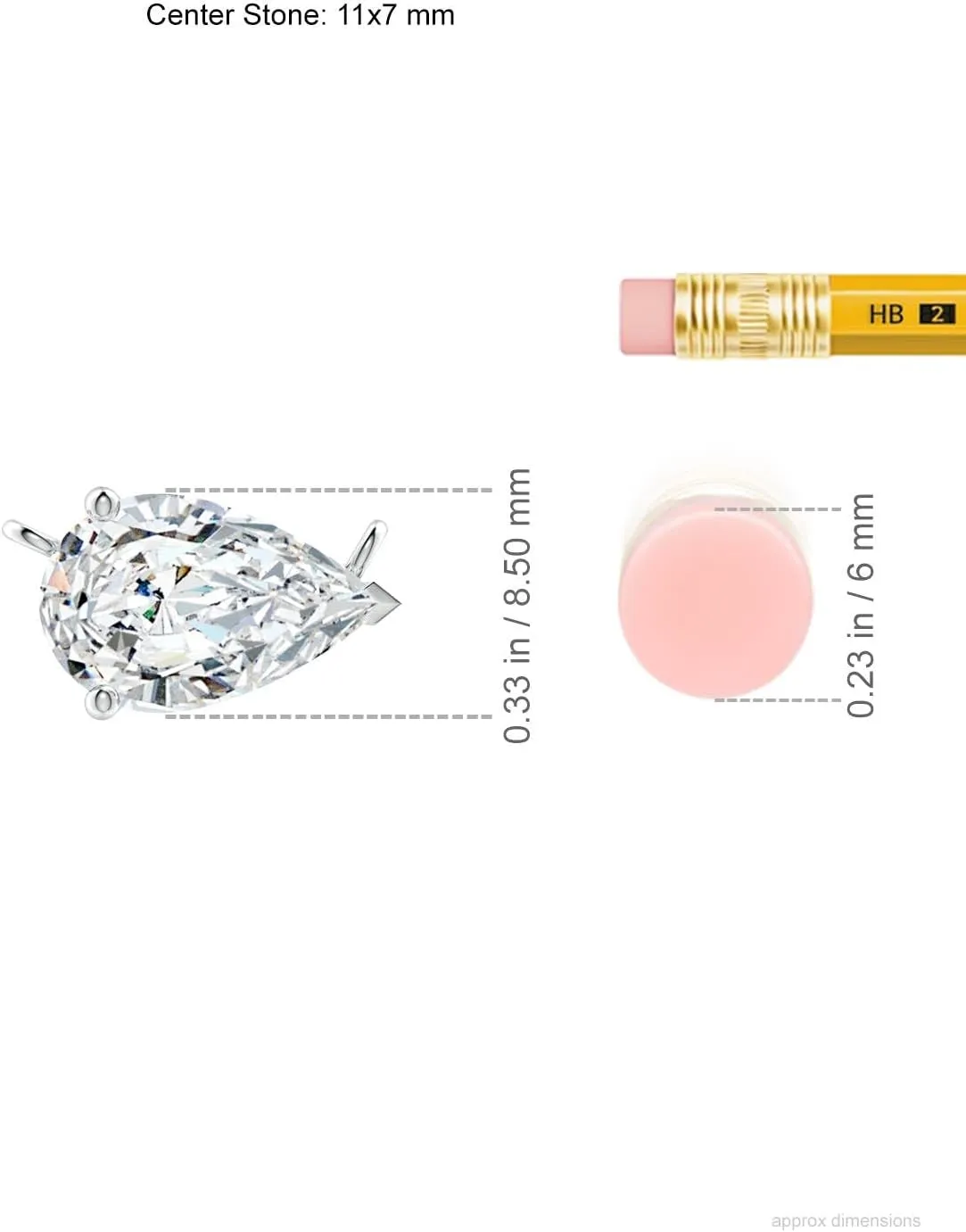 Angara East-West Pear-Shaped Lab Grown Diamond Solitaire Pendant in 14K Solid Gold/Platinum | April Birthstone, Birthday, Engagement, Anniversary, Wedding Jewelry Gift for Women