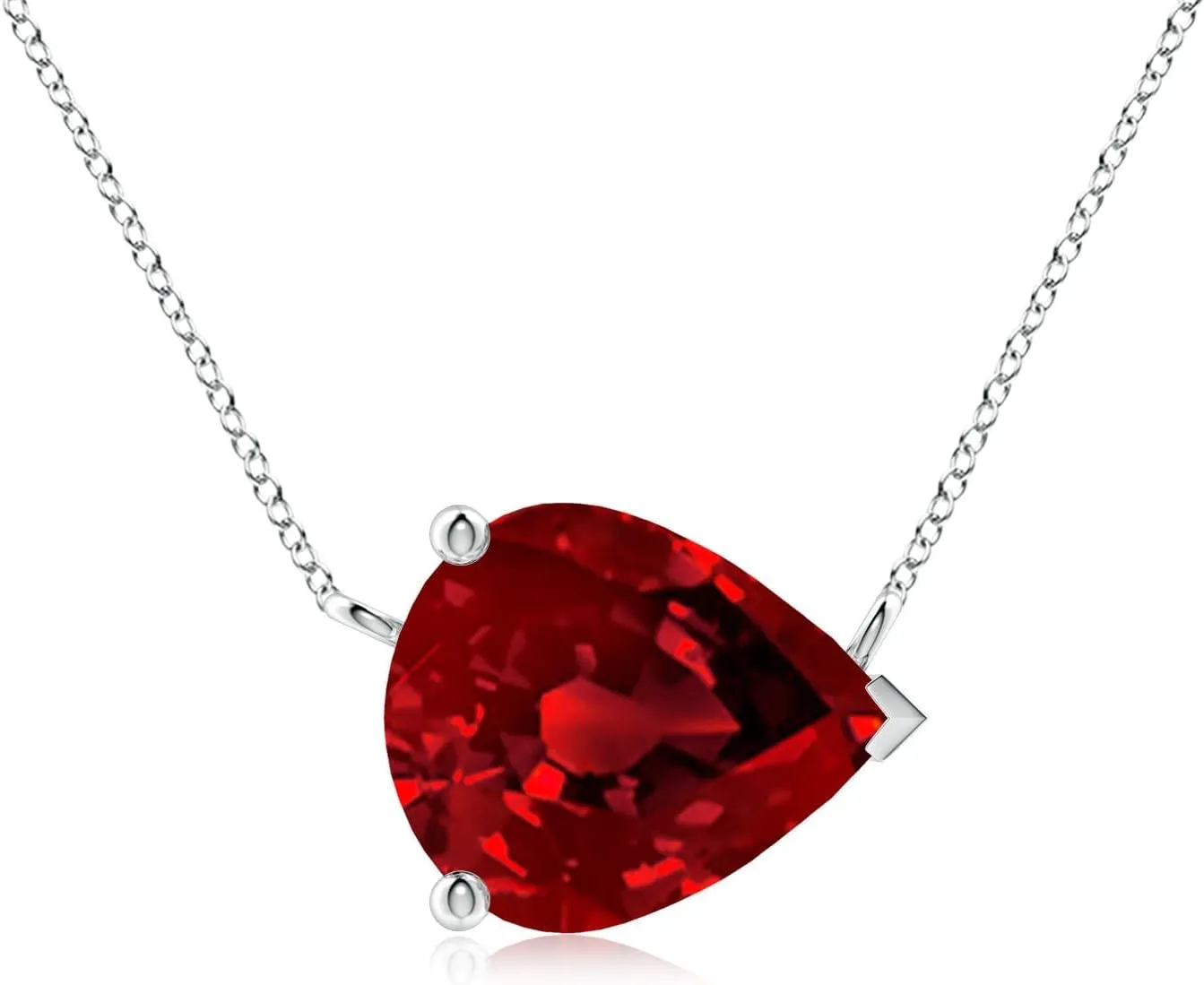 Angara East-West Pear-Shaped Lab Grown Ruby Solitaire Pendant in 14K Solid Gold/Platinum | July Birthstone, Birthday, Engagement, Anniversary, Wedding Jewelry Gift for Women