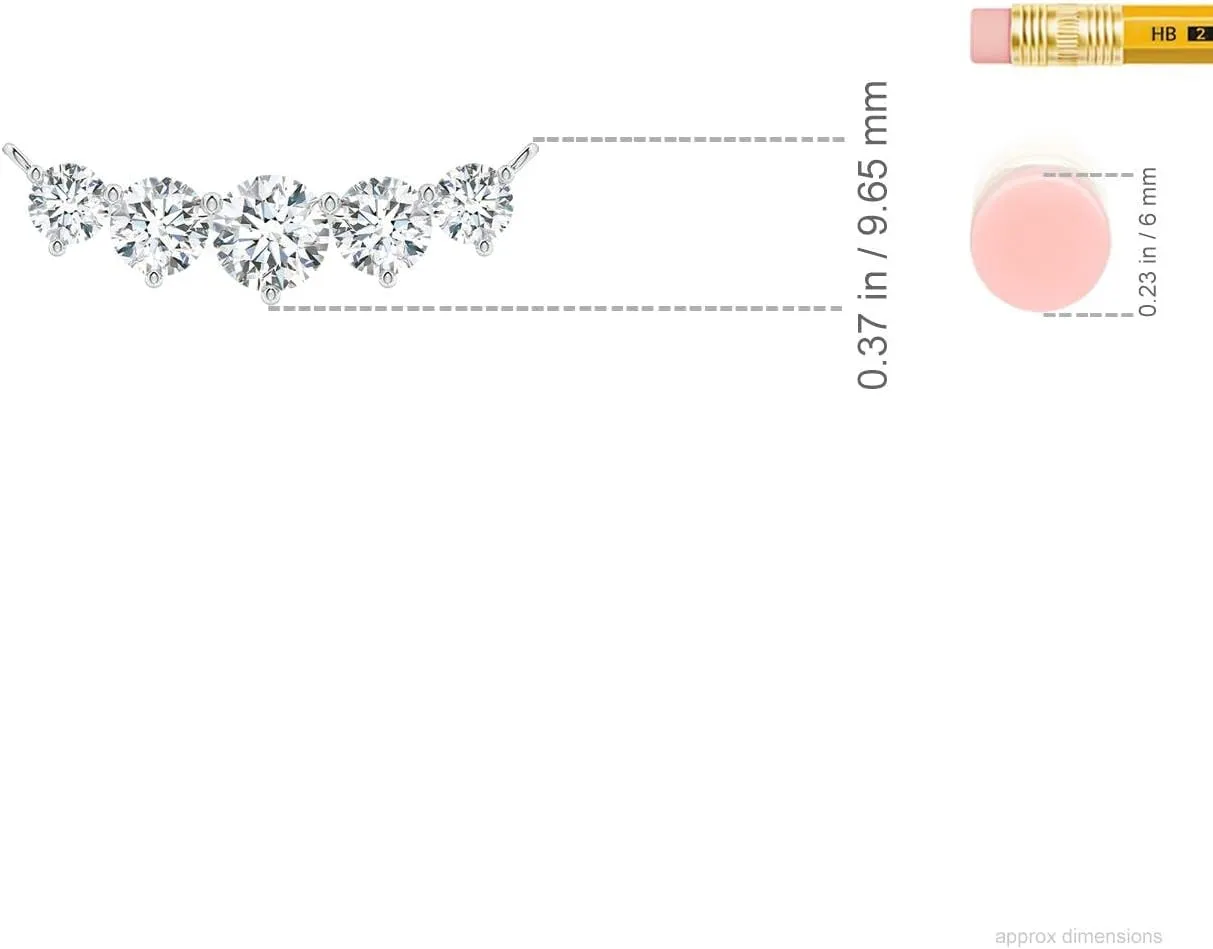 Angara Graduated Five Stone Round Lab Grown Diamond Necklace in 14K Solid Gold/Platinum | April Birthstone, Birthday, Engagement, Anniversary, Wedding Jewelry Gift for Women