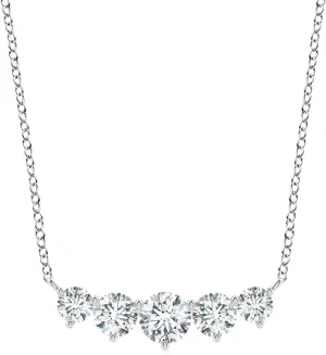 Angara Graduated Five Stone Round Lab Grown Diamond Necklace in 14K Solid Gold/Platinum | April Birthstone, Birthday, Engagement, Anniversary, Wedding Jewelry Gift for Women
