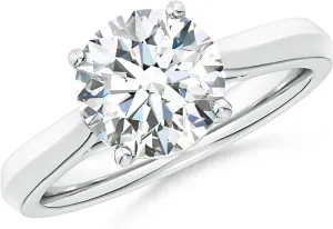 ANGARA IGI Certified 1-5 ct Lab Grown Round Diamond Knife-Edge Shank Trellis Engagement Ring in Silver / 14K Solid Gold/Platinum | April Birthstone, Birthday, Anniversary, Wedding Jewelry Gift for Women