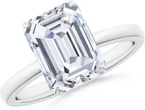 ANGARA IGI Certified 1-5 ct Lab Grown Solitaire Emerald-Cut Diamond Classic Engagement Ring in Silver / 14K Solid Gold/Platinum | April Birthstone, Birthday, Anniversary, Wedding Jewelry Gift for Women