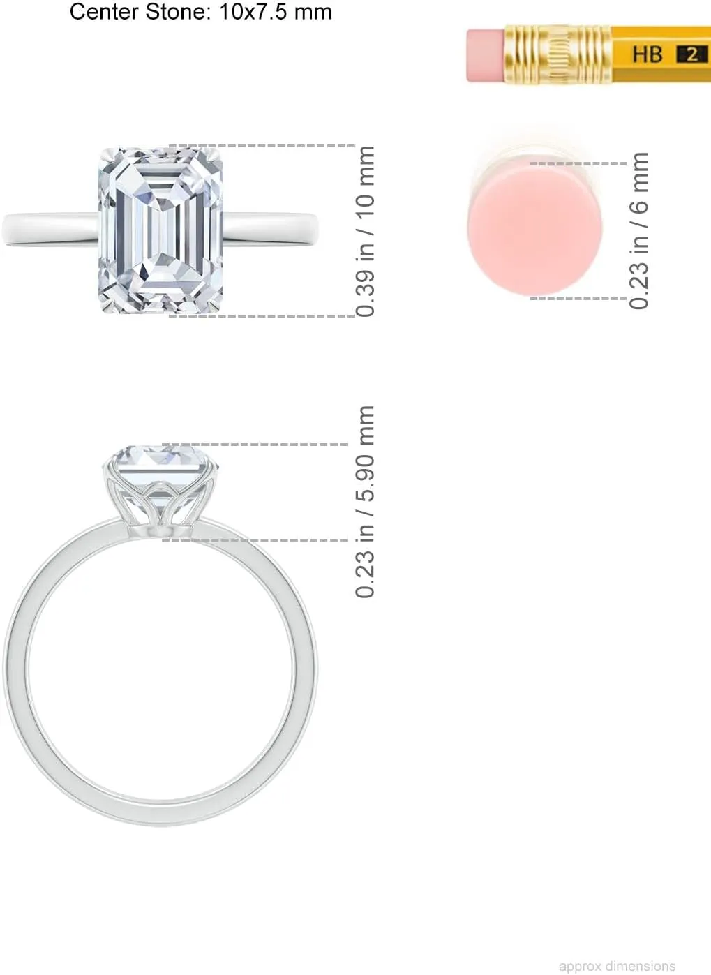 ANGARA IGI Certified 1-5 ct Lab Grown Solitaire Emerald-Cut Diamond Classic Engagement Ring in Silver / 14K Solid Gold/Platinum | April Birthstone, Birthday, Anniversary, Wedding Jewelry Gift for Women