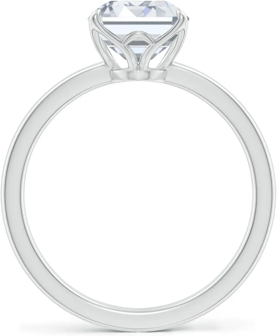 ANGARA IGI Certified 1-5 ct Lab Grown Solitaire Emerald-Cut Diamond Classic Engagement Ring in Silver / 14K Solid Gold/Platinum | April Birthstone, Birthday, Anniversary, Wedding Jewelry Gift for Women