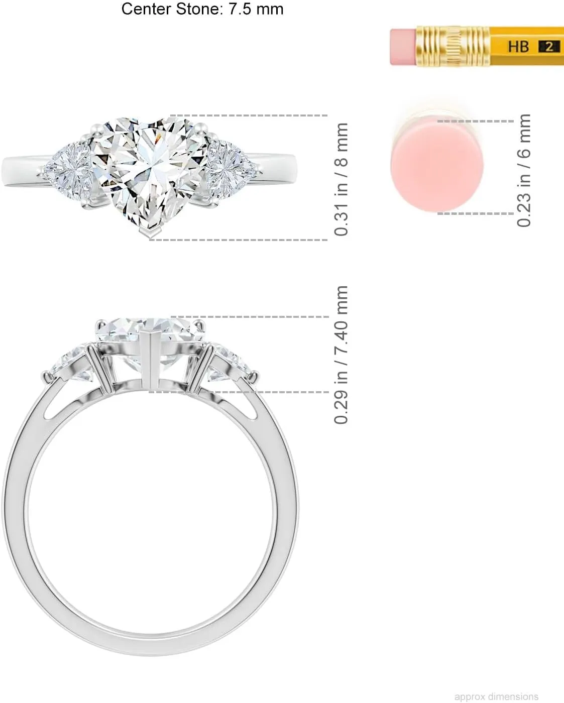 Angara IGI Certified Lab Grown Heart-Shaped and Trillion Diamond Tapered Shank Engagement Ring in Silver / 14K Solid Gold/Platinum | April Birthstone, Birthday, Anniversary Jewelry Gift for Women
