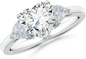 Angara IGI Certified Lab Grown Heart-Shaped and Trillion Diamond Tapered Shank Engagement Ring in Silver / 14K Solid Gold/Platinum | April Birthstone, Birthday, Anniversary Jewelry Gift for Women