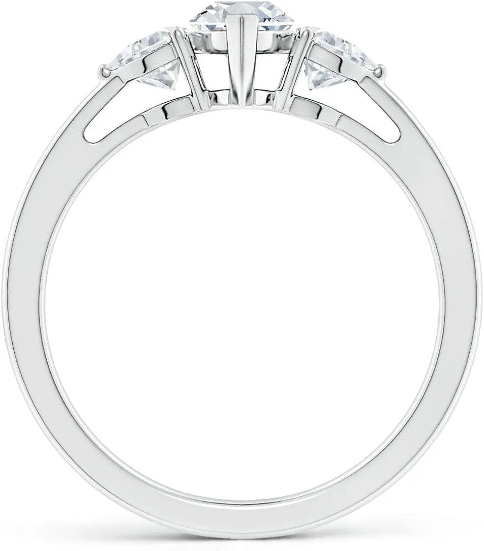 Angara IGI Certified Lab Grown Marquise and Trillion Diamond Tapered Shank Engagement Ring in Silver / 14K Solid Gold/Platinum | April Birthstone, Birthday, Anniversary Jewelry Gift for Women
