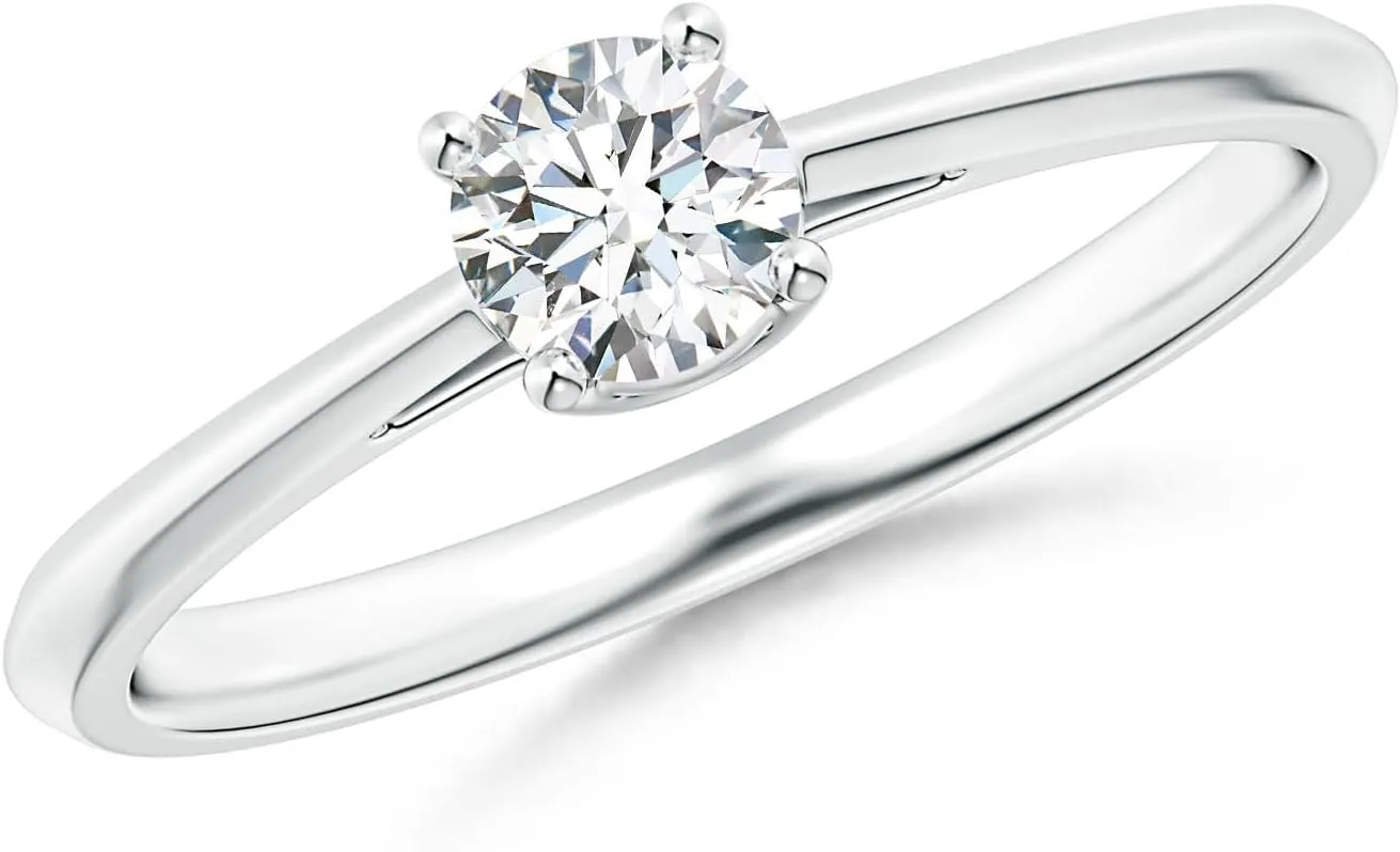 Angara Knife-Edged Classic Round Lab Grown Diamond Solitaire Engagement Ring in Silver / 14K Solid Gold/Platinum | April Birthstone, Birthday, Anniversary, Wedding Jewelry Gift for Women