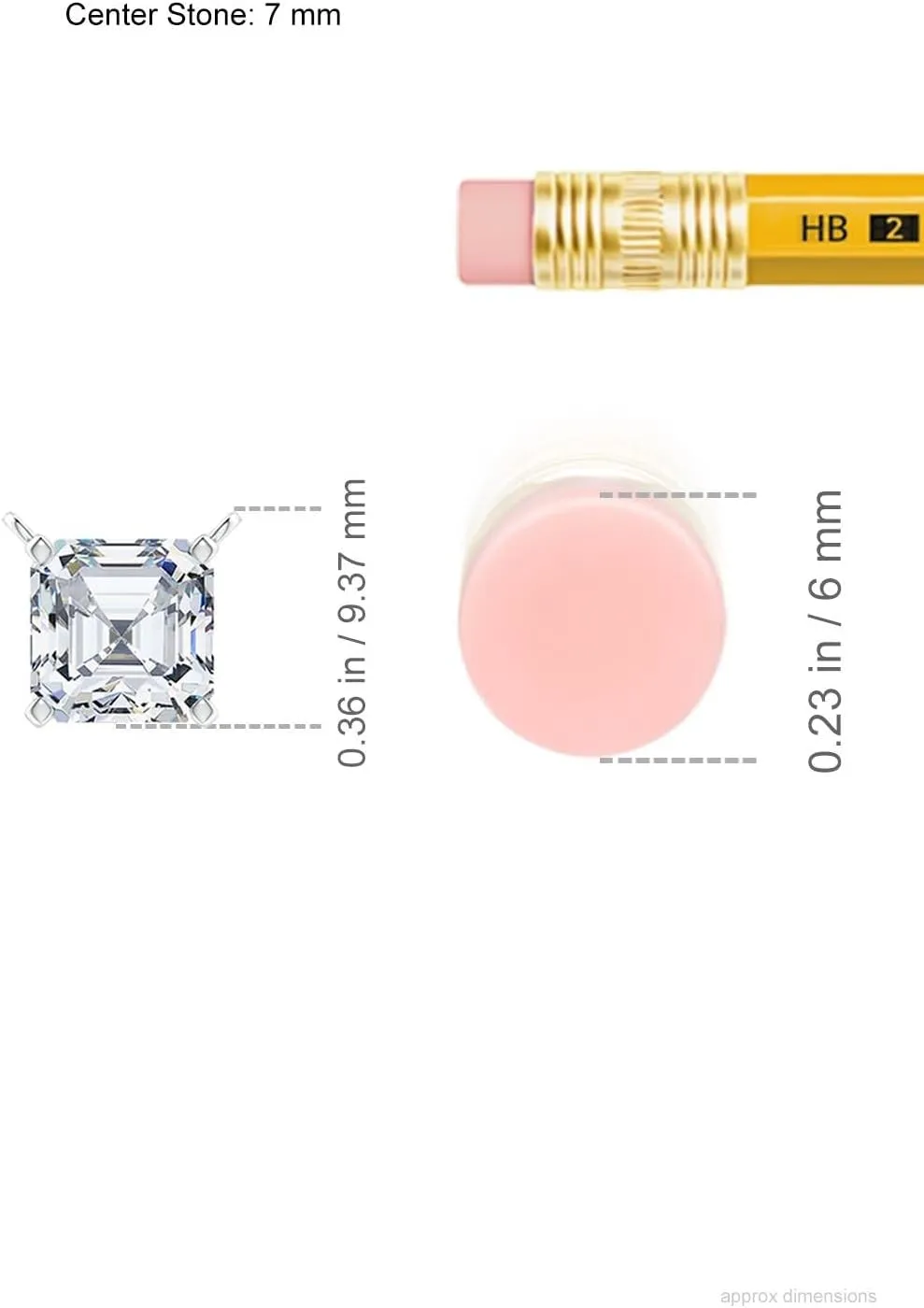 Angara Lab Grown Asscher-Cut Diamond Solitaire Pendant in 14K Solid Gold/Platinum | April Birthstone, Birthday, Engagement, Anniversary, Wedding Jewelry Gift for Women