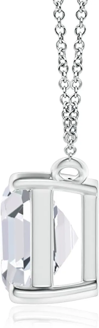 Angara Lab Grown Asscher-Cut Diamond Solitaire Pendant in 14K Solid Gold/Platinum | April Birthstone, Birthday, Engagement, Anniversary, Wedding Jewelry Gift for Women