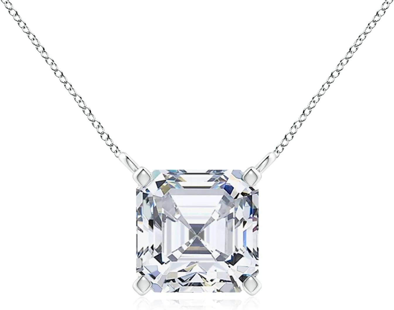 Angara Lab Grown Asscher-Cut Diamond Solitaire Pendant in 14K Solid Gold/Platinum | April Birthstone, Birthday, Engagement, Anniversary, Wedding Jewelry Gift for Women