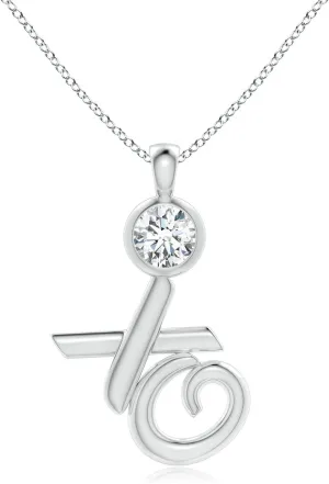 Angara Lab Grown Bezel-Set Diamond XO Pendant in 14K Solid Gold/Platinum | April Birthstone, Birthday, Engagement, Anniversary, Wedding Jewelry Gift for Women