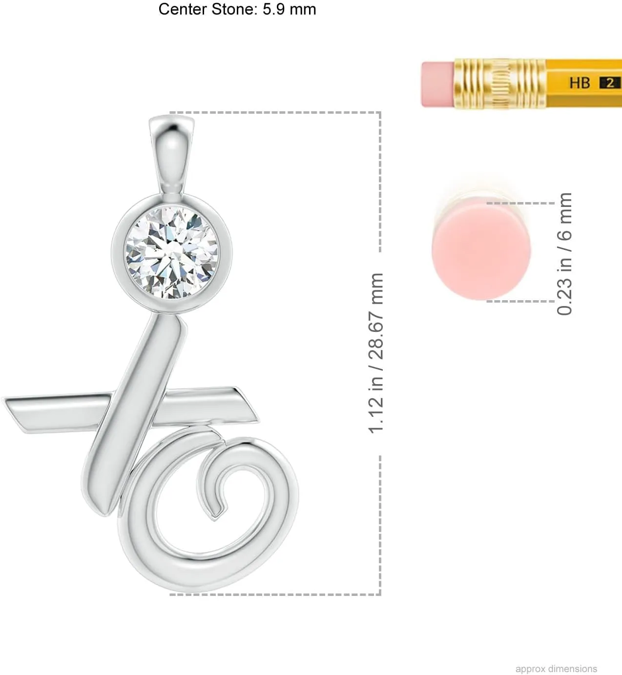 Angara Lab Grown Bezel-Set Diamond XO Pendant in 14K Solid Gold/Platinum | April Birthstone, Birthday, Engagement, Anniversary, Wedding Jewelry Gift for Women