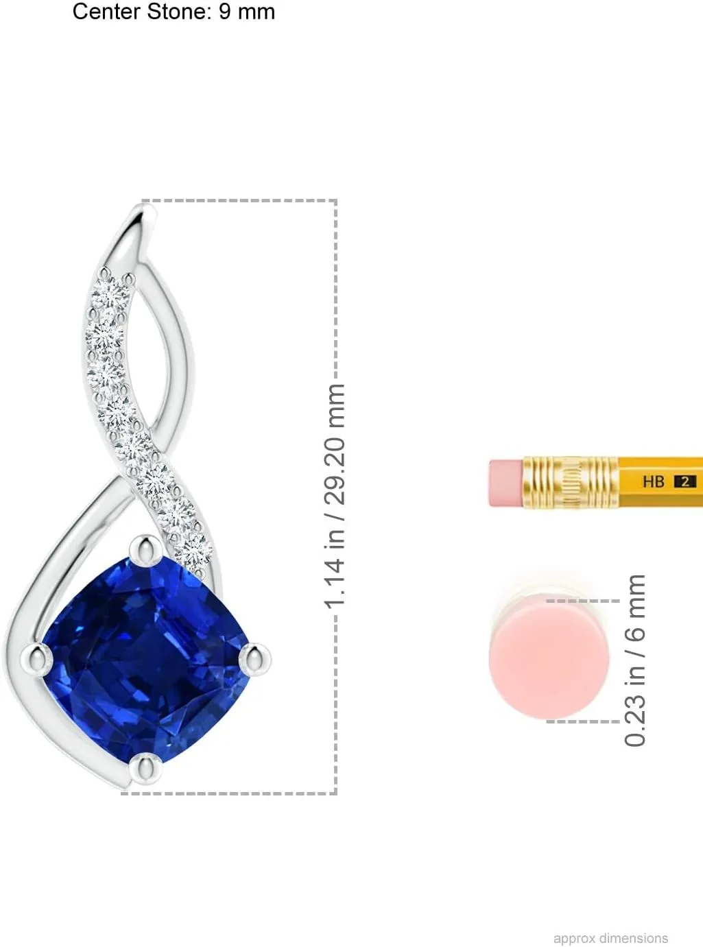 Angara Lab Grown Blue Sapphire Infinity Pendant with Lab Diamond Accents in 14K Solid Gold/Platinum | September Birthstone, Birthday, Engagement, Anniversary, Wedding Jewelry Gift for Women