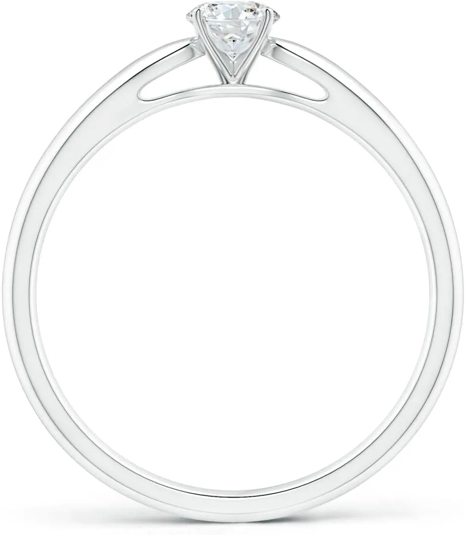 Angara Lab Grown Classic Solitaire Diamond Rounded Cathedral Engagement Ring in Silver / 14K Solid Gold/Platinum | April Birthstone, Birthday, Anniversary, Wedding Jewelry Gift for Women